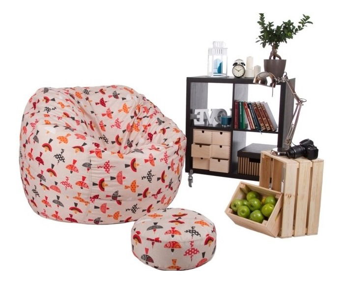 Fotoliu puf cu taburete Biggy Mom XXXL (multicolor)