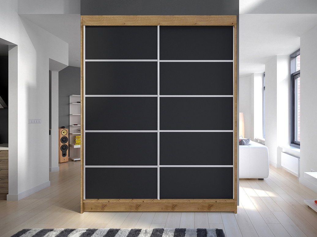 Ruhásszekrény Chantal 4 (artisan + fekete)