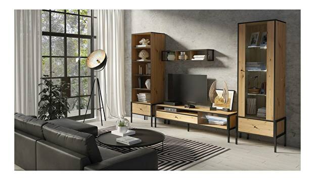 Mobilier living Luigi 2 (Stejar artisan + Negru)