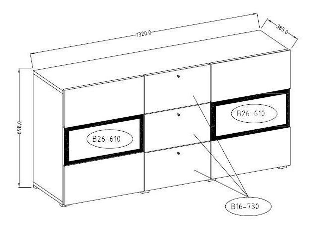 Komoda Barly BM26 (dub artisan + čierna matná)