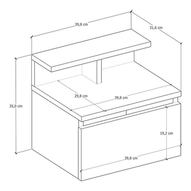 Nočný stolík Olma (biela)