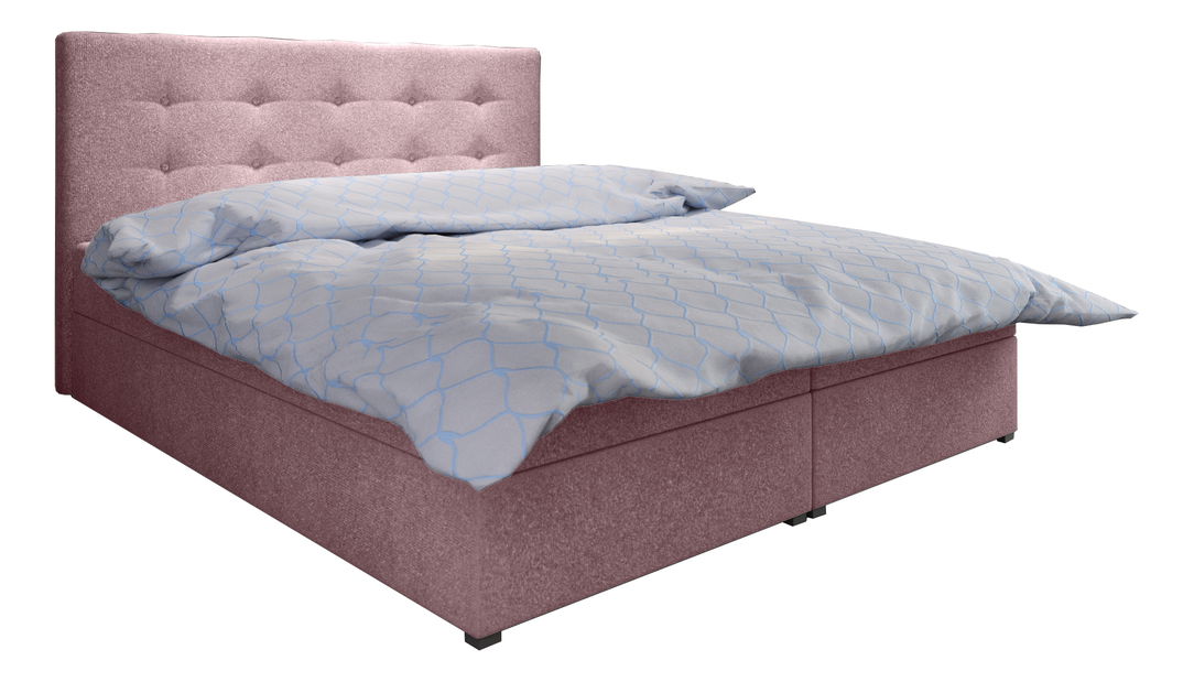 Pat matrimonial Boxspring 180 cm Fade 1 (Roz) ( cu saltea și sp. depozitare)