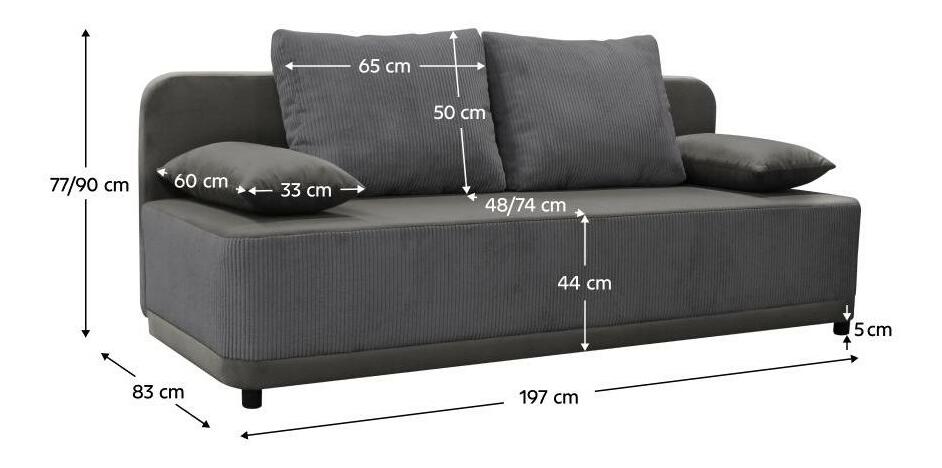 Sofa na razvlačenje Sonta (siva) (s prostorom za odlaganje)