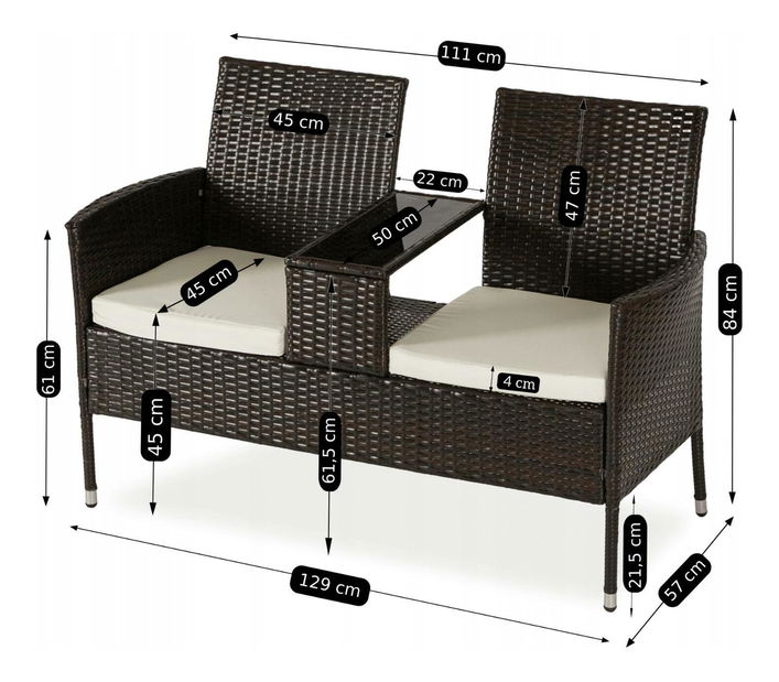 Vrtna sofa Kraft (smeđa) 