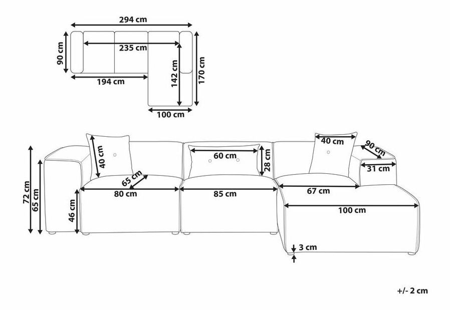 Sarok ülőgarnitúra Dulcinea (bézs) (B)