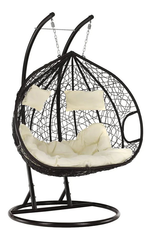 Závesné hojdacie dvojkreslo Dalvoa 2 (hnedá + krémová)