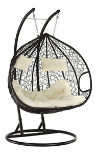 Dvostruka viseća fotelja za ljuljanje Dalvoa 2 (smeđa + krem)