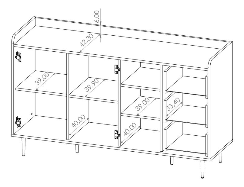 Komoda Vasecta K2D3SZ (dub brandy castello)
