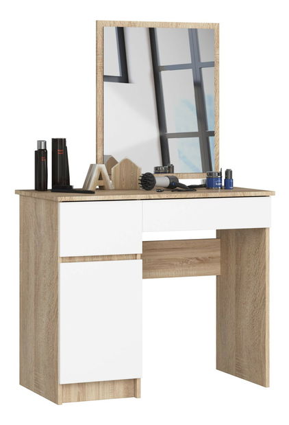 Toaletni stolić Pritha (hrast sonoma + bijela)