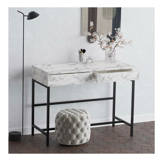 Toaletný stolík Lio (mramor carrara) (so zrkadlom)