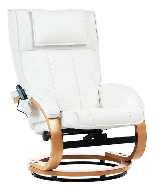 Masažna fotelja MAJENE (umjetna koža) (bež) (s tabureom)