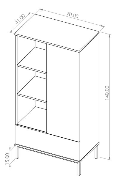 Ormar s policama Quebec R70 (crna mat)