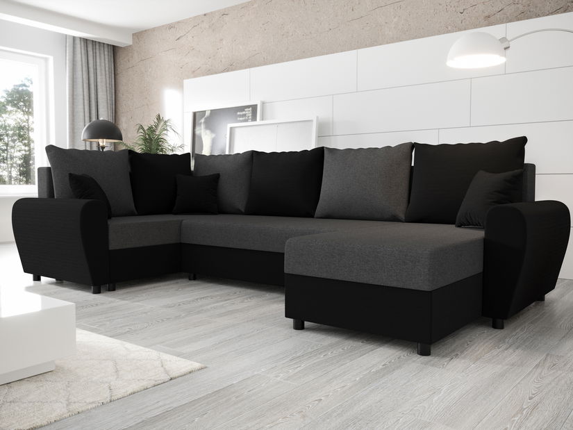 U alakú sarokkanapé Fleur Long (fekete + szürke) (B)