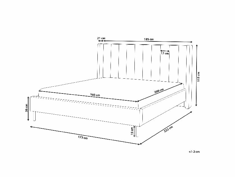 Manželská posteľ 160 cm VINNETTE (s roštom) (zelená)