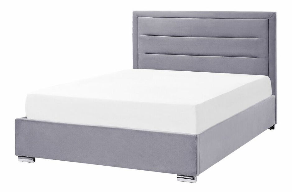 Pat matrimonial 140 cm Ruthine (gri) (cu somieră și sp. depozitare)
