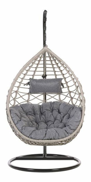 Závesné kreslo so stojanom ASISA (polyratan) (sivá)