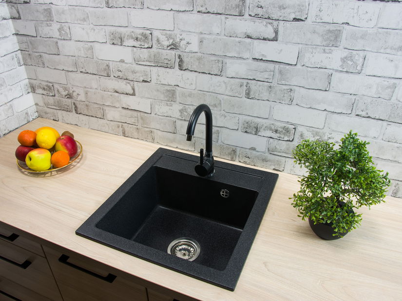 Mosogató Borodus (fekete + stuktúra) (2 csaplyukkal)