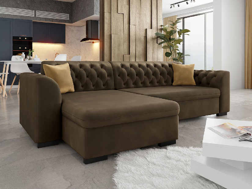 Kutna sofa na razvlačenje Leon (L) (Magic Velvet 2205 + Magic Velvet 2205 + Magic Velvet 2206)