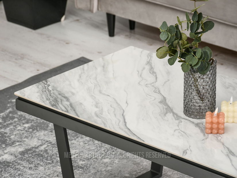 Konferenčný stolík Carno (sivý mramor + grafit)