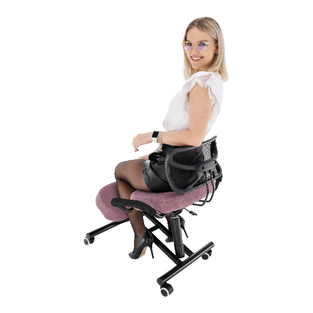 Ergonomická kancelárska stolička Rusu (ružová + čierna)