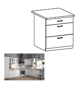 Donji kuhinjski ormarić D80S3 Provense (bijela + bor andersen)