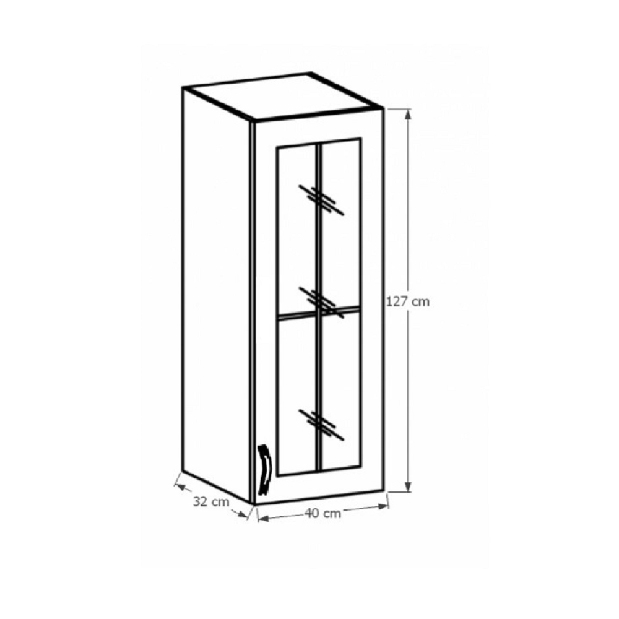 Dulap superior de bucătărie so sticlăm W40S Provense (alb + sosna andersen) (D)