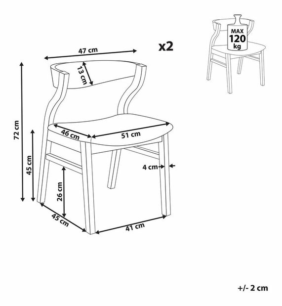 Set 2 ks jedálenských stoličiek Marza (tmavé drevo)