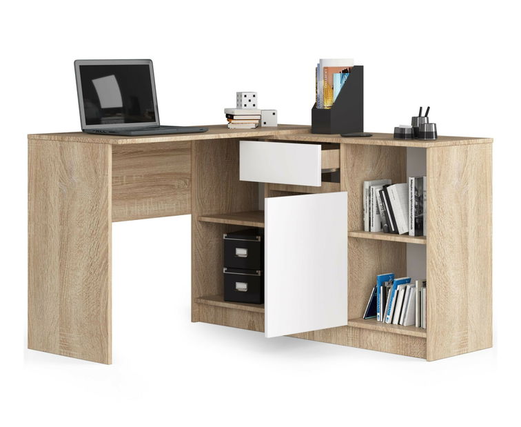Sarok PC asztal Bahar (szonoma tölgy + fehér)