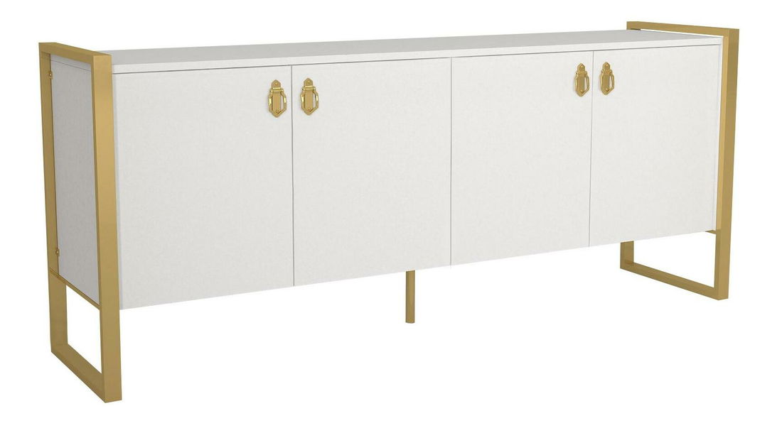 Konzolový stolík Nubulo 1 (biela + zlatá) 