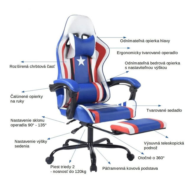 Uredska fotelja Casie (plava + červena)