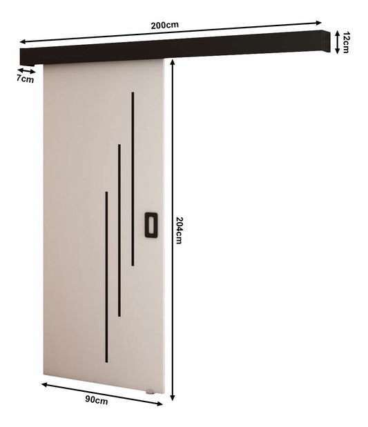 Posuvné dvere 90 cm Bethany V (biela matná + čierna matná)