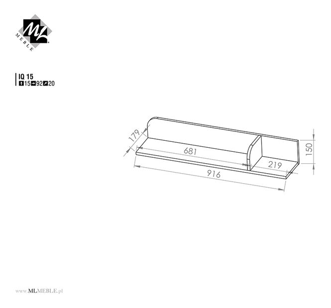 Polička Korte 15 (púdrová)