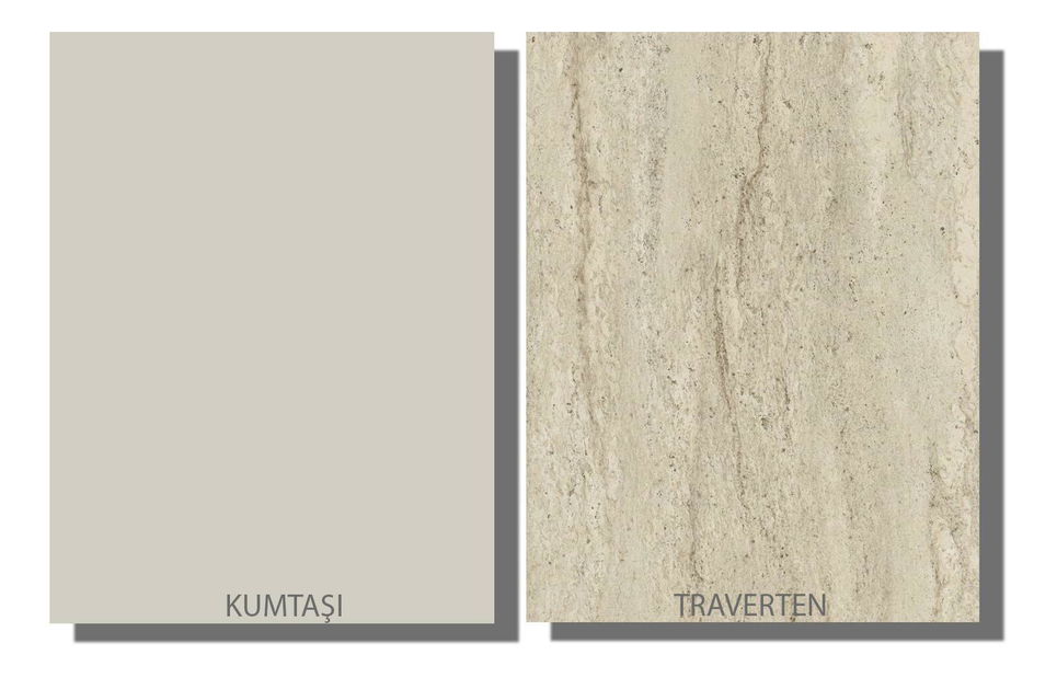 Masă sufragerie Veya 2 (pentru 6 persoane) (Travertin + Nisipiu) 