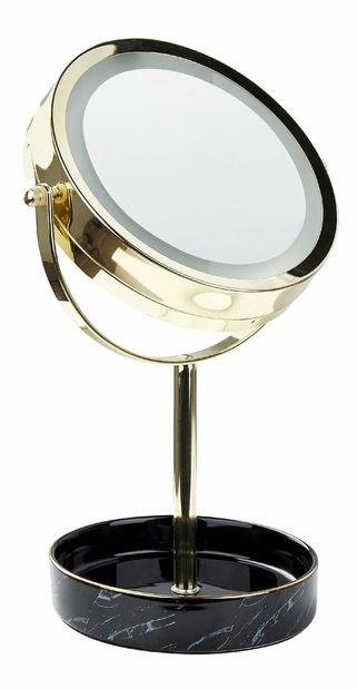 Oglindă cosmetică Shevaun (Auriu + Negru) (cu iluminat LED)