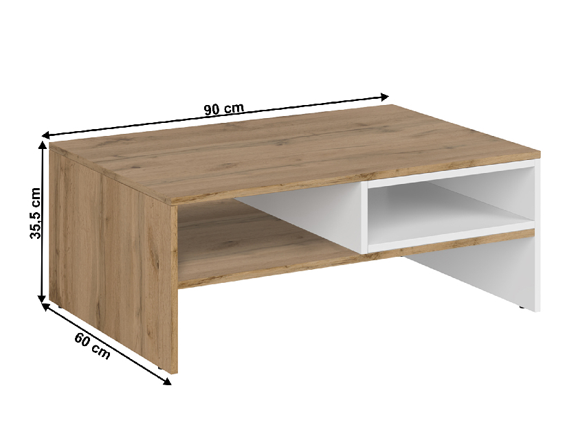 Konferenčný stolík Vilgi 90 (biela + dub wotan)
