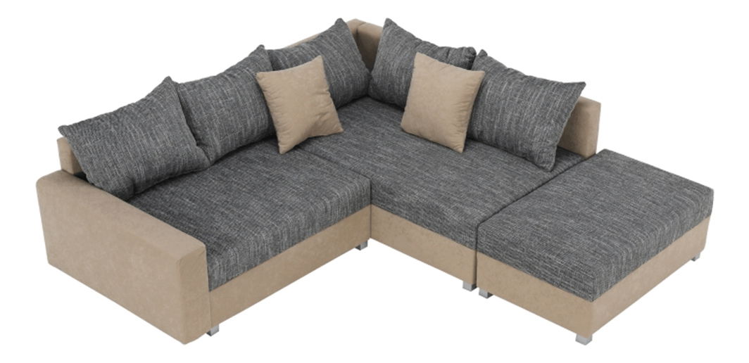 Rohová sedačka Idium New béžová + sivá (s taburetkou) (P)