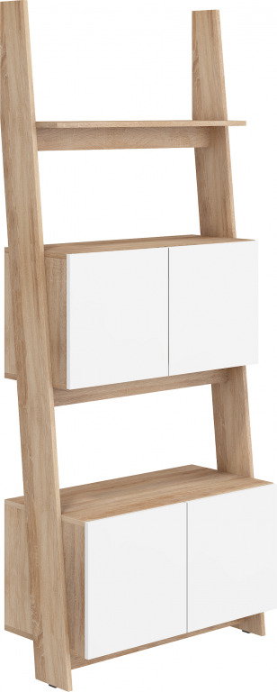 Regál szekrénnyel 80 cm 2 Raul (világos sonoma tölgy + fehér fényes)