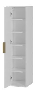 Set mobilier baie Mekona I (Alb mat + Marmură Alb + auriu) (cu sifon)