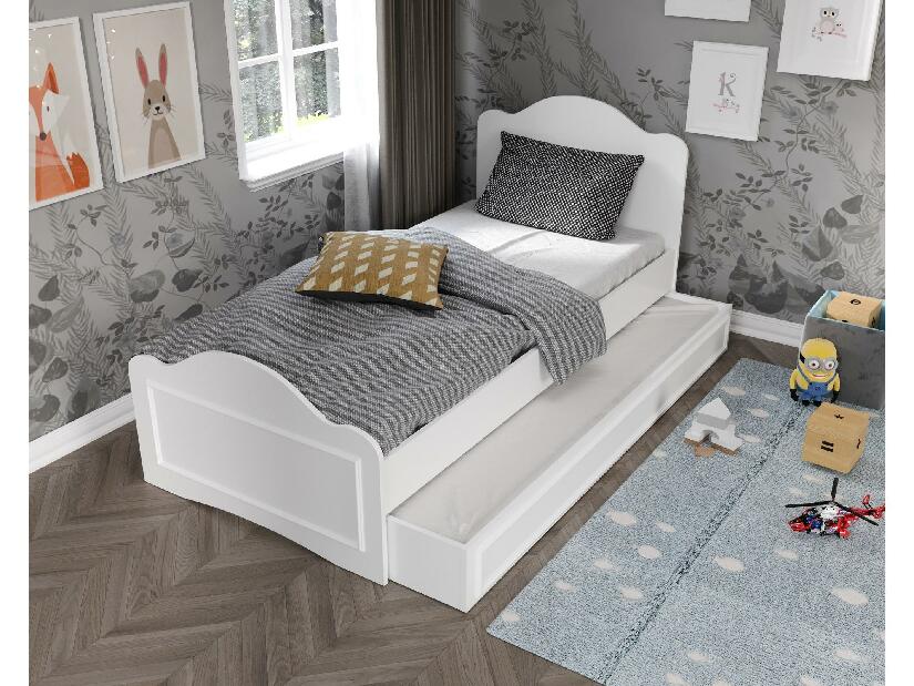 Jednostruki krevet 90 cm Povepu (bijela) (s podnicom)