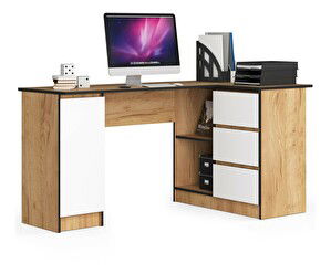 Sarok PC asztal Bienvenida (craft tölgy + fehér) (J)