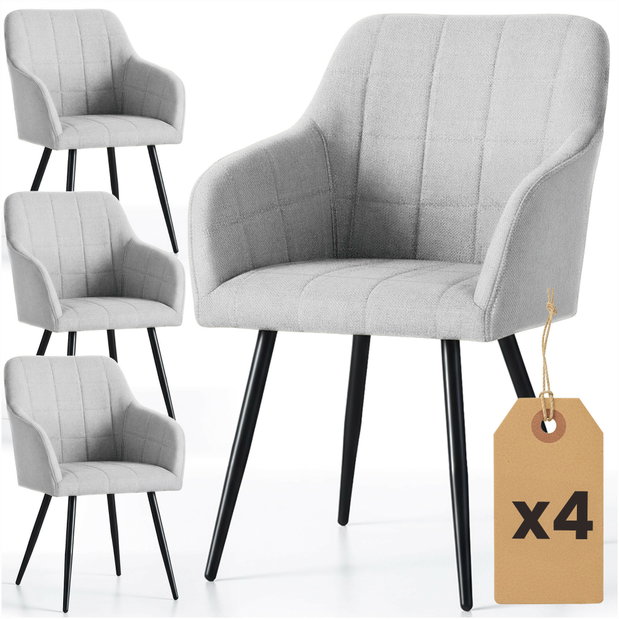 Set blagovaonskih stolica (4 kom.) Luksemburg (svijetlosiva + crna)
