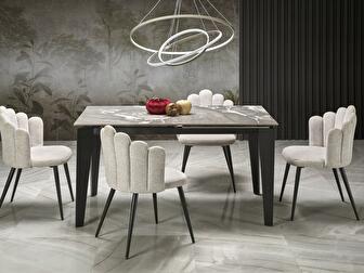 Étkezőasztal Fenix (szürke márvány + fekete) (4 és 8 személy számára)