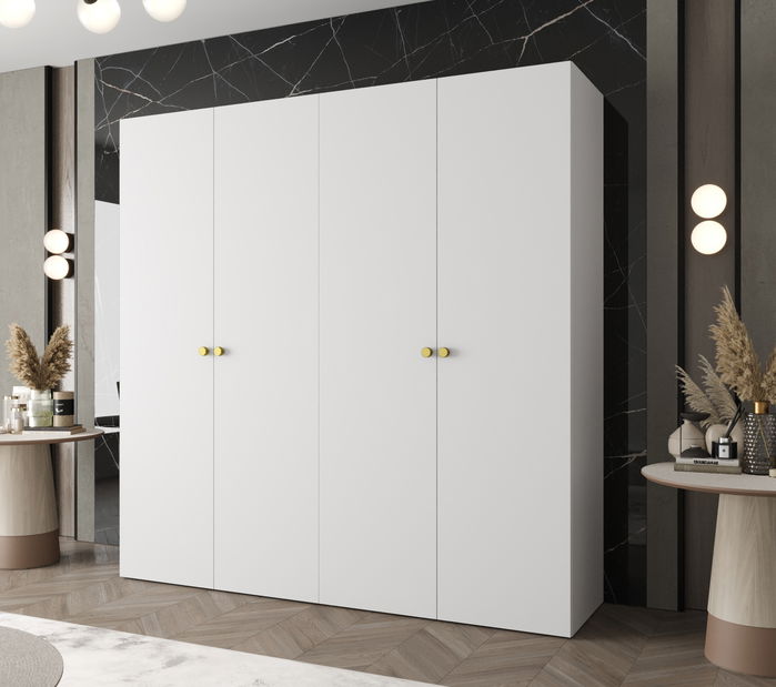 Šatníková skriňa 200 cm Parna 1 (biela + zlatá)