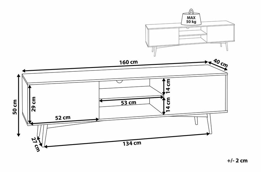 Masă TV/comodă Torun (lemne deschis)