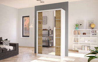 Ormar za garderobu Delana V (bijela + hrast artisan)