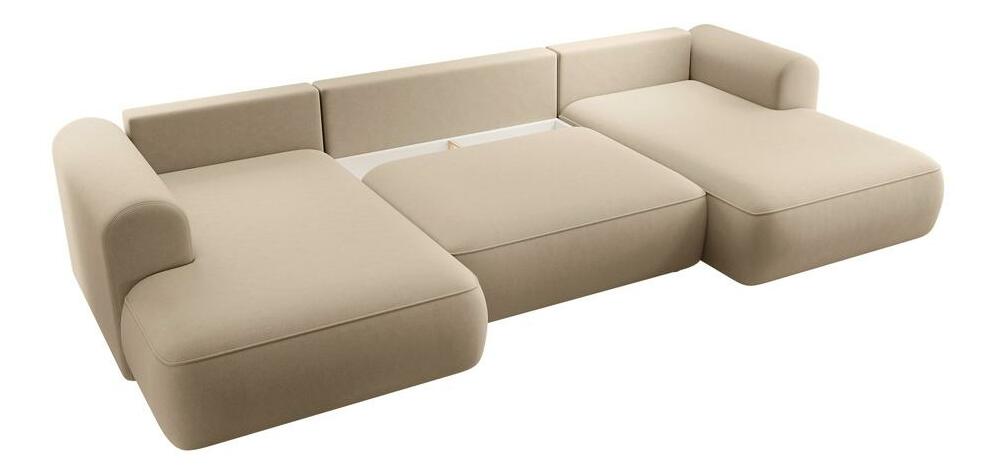 Rohová sedacia súprava v tvare U Olivo U (L) (béžová stredná + čierna)