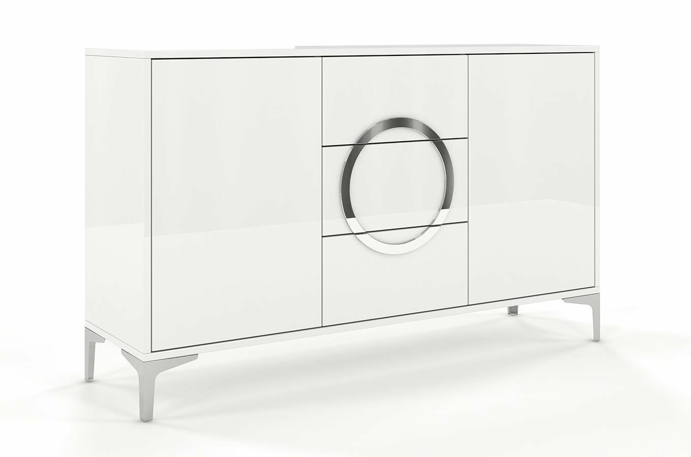Komód Evenna (magasfényű fehér)