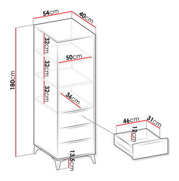 Ormar s policama Semprum 1D3SZ (pješčano bež)