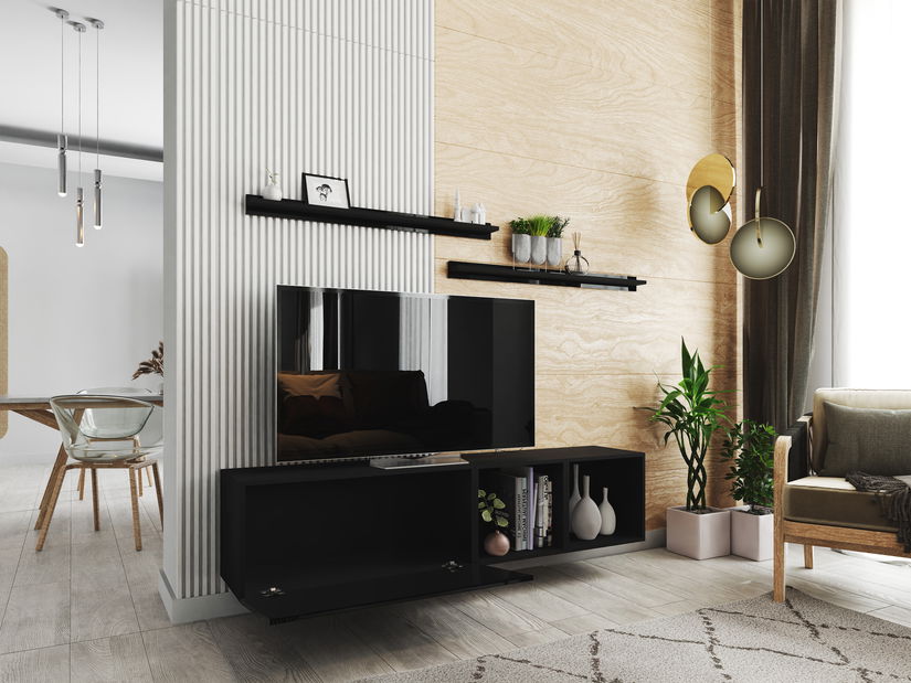 Nappali bútorsor Berny 19 (fekete + fényes fekete)