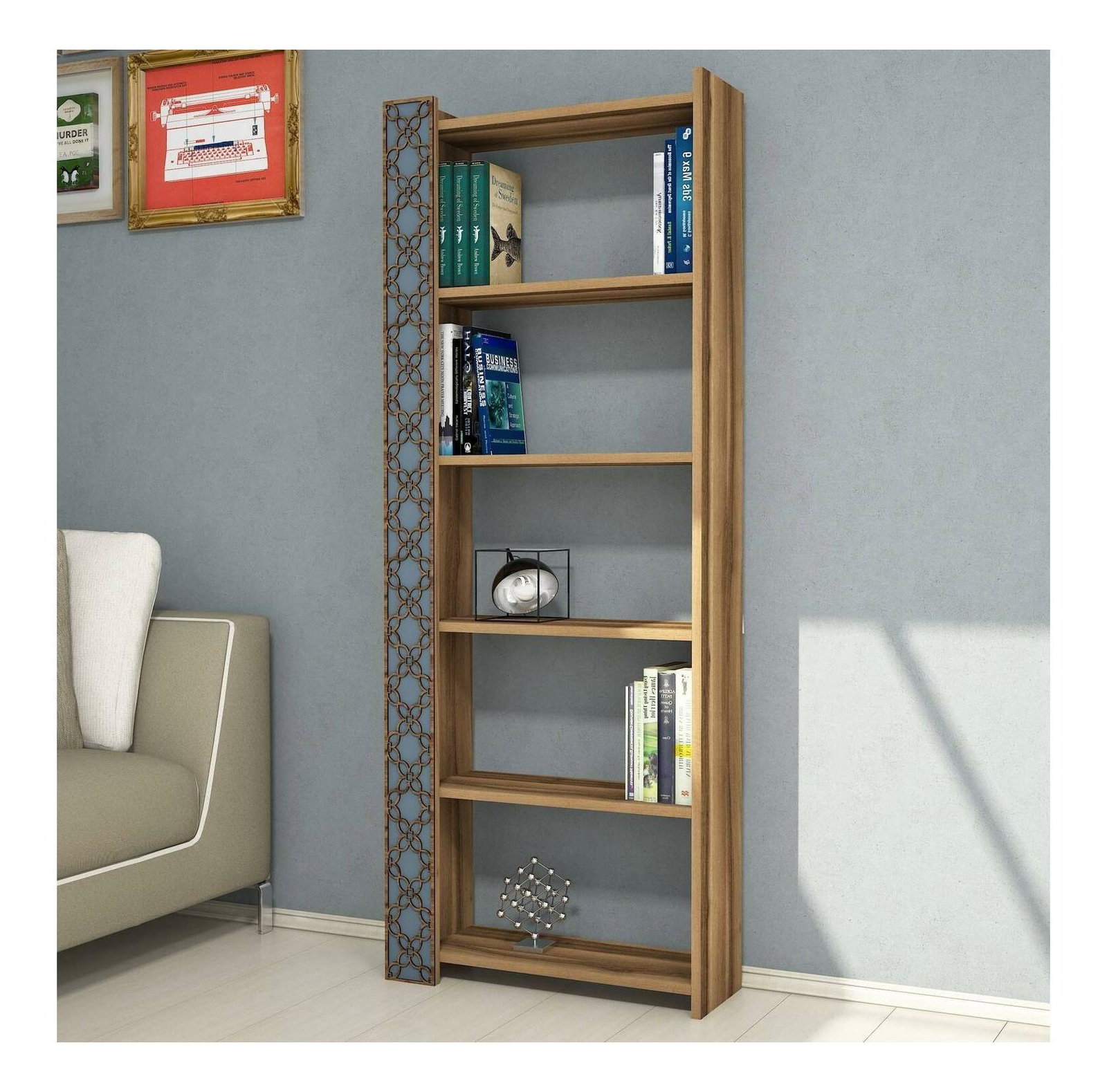 Regál Clementine 1 (orech + modrosivá)